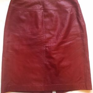 Red Leather Ralph Lauren Skirt